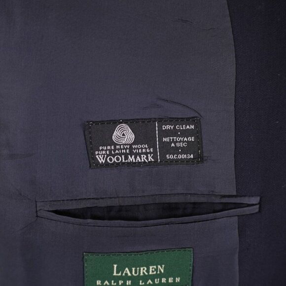 Lauren Ralph Lauren Wool Basketweave Blue‎ Blazer 40R 2 Button Tagged 38R - Picture 11 of 14